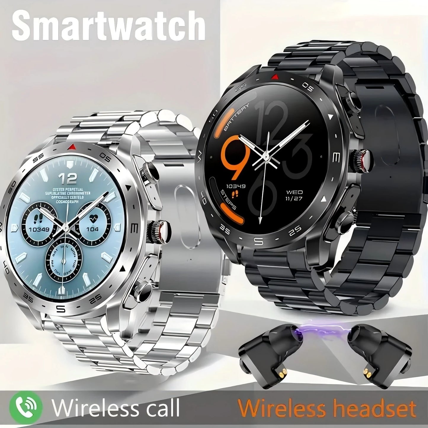 ساعة ذكية جديدة 2024 TWS 2 في 1 سماعات بلوتوث HIFI 9D جودة صوت بلوتوث مكالمات للرجال والنساء ساعات ذكية رياضية