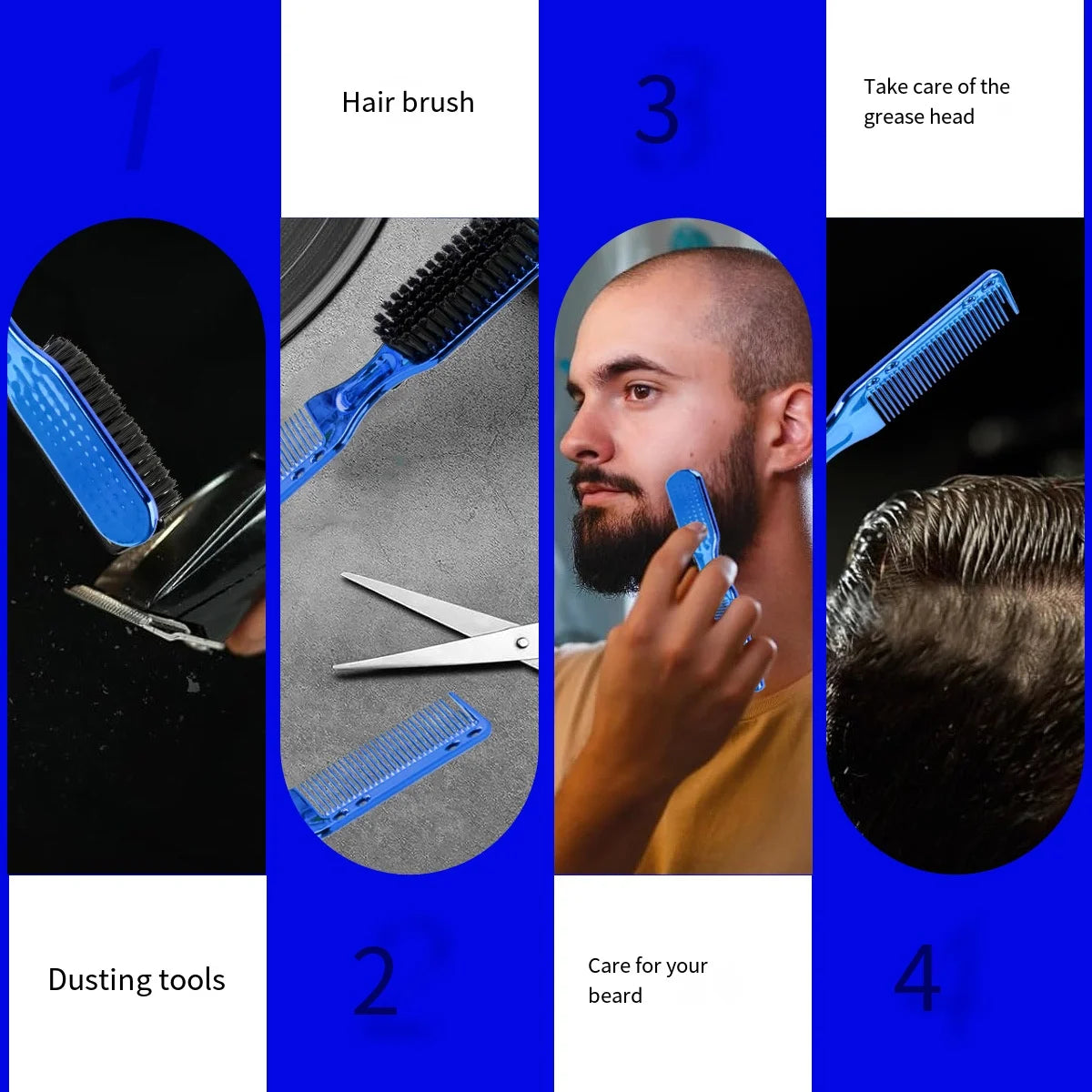 1pc Men's Beard Styling Brush Oil Head Texture Comb Hairdressing Dual-use Hair Combs Barber Hair Cutting Cleaning Brush Tools