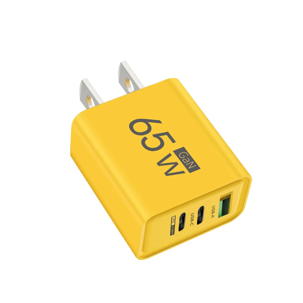 Total 65W GaN Fast Charging USB C Charger Type C Mobile Phone Adapter For iPhone Huawei Quick Charge 3.0 EU/US Plug Wall Charger