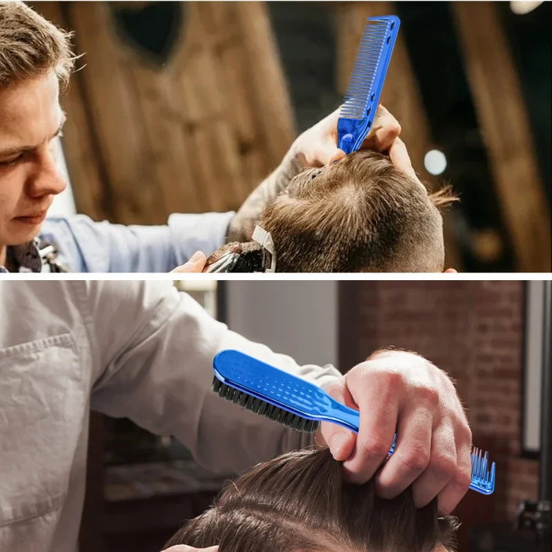1pc Men's Beard Styling Brush Oil Head Texture Comb Hairdressing Dual-use Hair Combs Barber Hair Cutting Cleaning Brush Tools