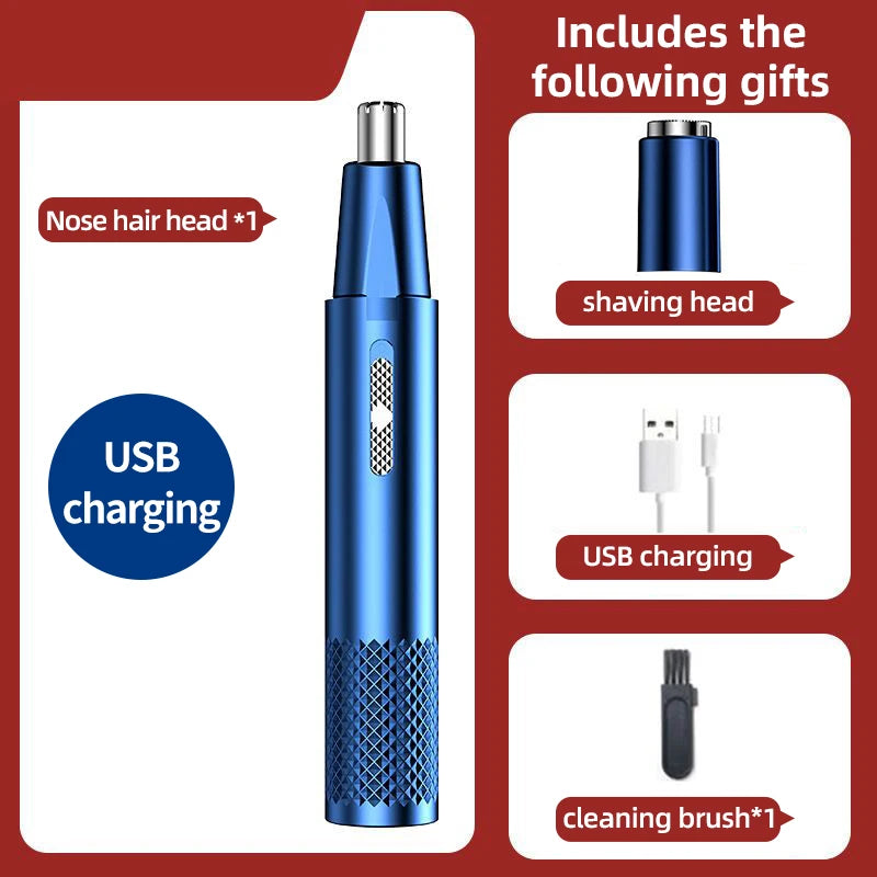 Electric Nose Hair Clipper Rechargeable Multi-kinetic Shaving Two-in-one Unisex Fully Automatic Washable Trimmer
