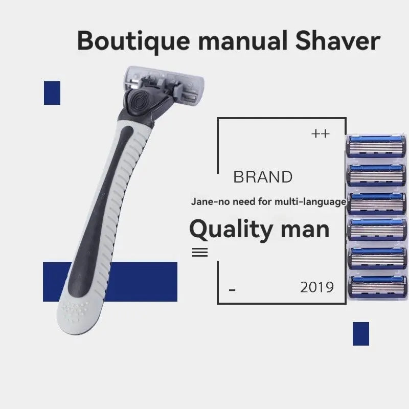 6-Ply Blade Razor Sharp Shave One-Touch Replacement Clean Clean Shave Good Old-Fashioned Manual Razor Men'S Beard Razor