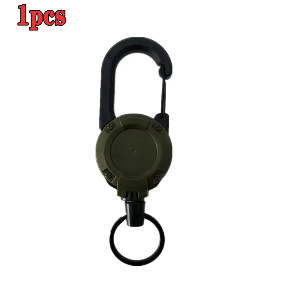 1/5pcs Heavy Duty Retractable Pull Badges ID Reel Carabiner Key Chain Steel Wire Rope Buckle Key Holder Outdoor Keychain Tools