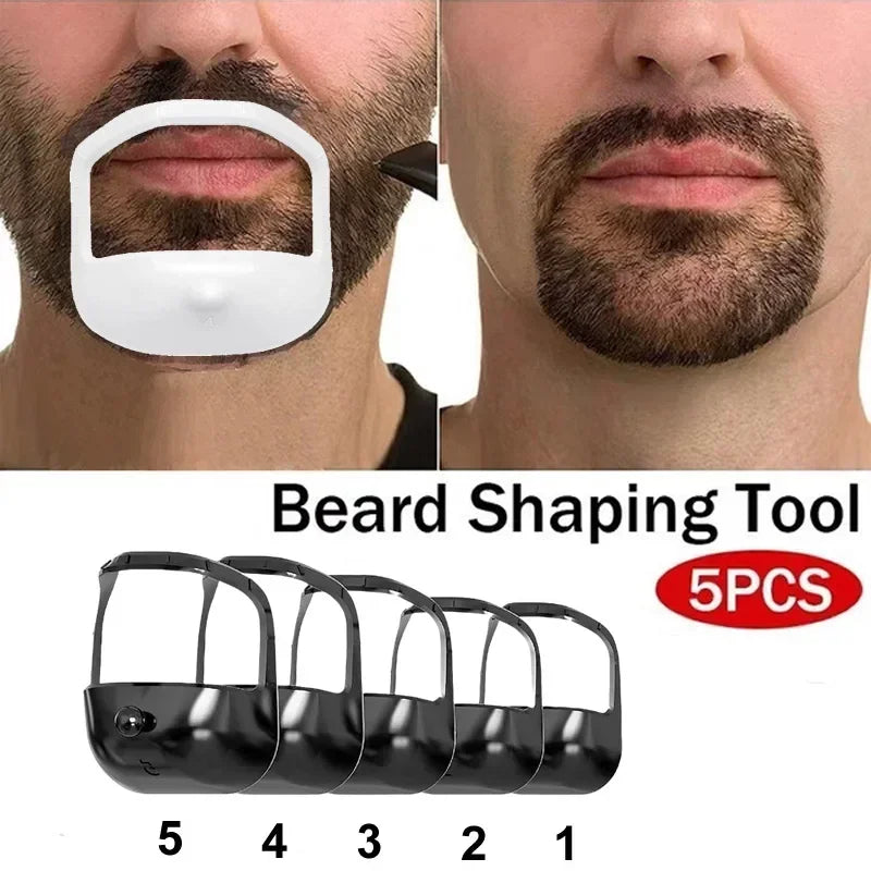 5 PCS/Set Beard Shaper Goatee Mustache Grooming Tool Transparent Face Hair Styling Template for Man Beard Shaving Brushes