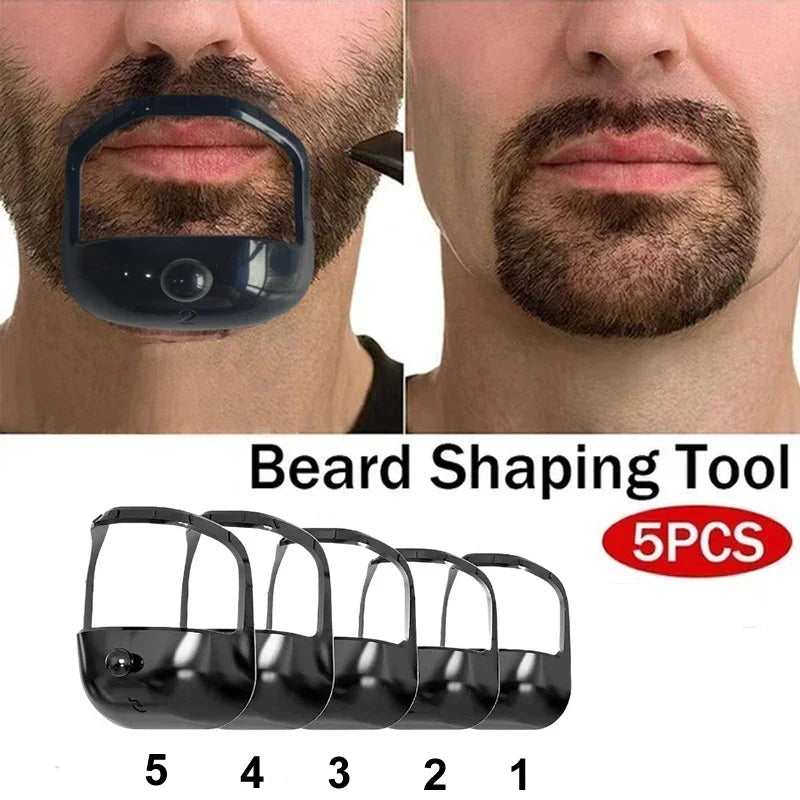 5 PCS/Set Beard Shaper Goatee Mustache Grooming Tool Transparent Face Hair Styling Template for Man Beard Shaving Brushes