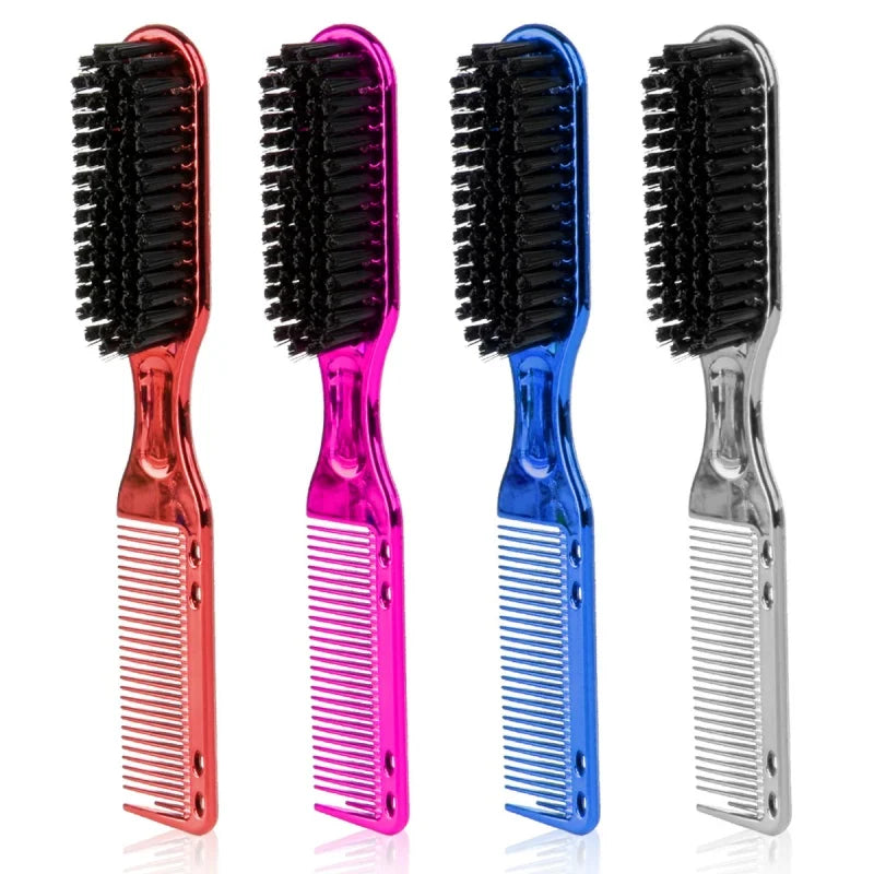1pc Men's Beard Styling Brush Oil Head Texture Comb Hairdressing Dual-use Hair Combs Barber Hair Cutting Cleaning Brush Tools