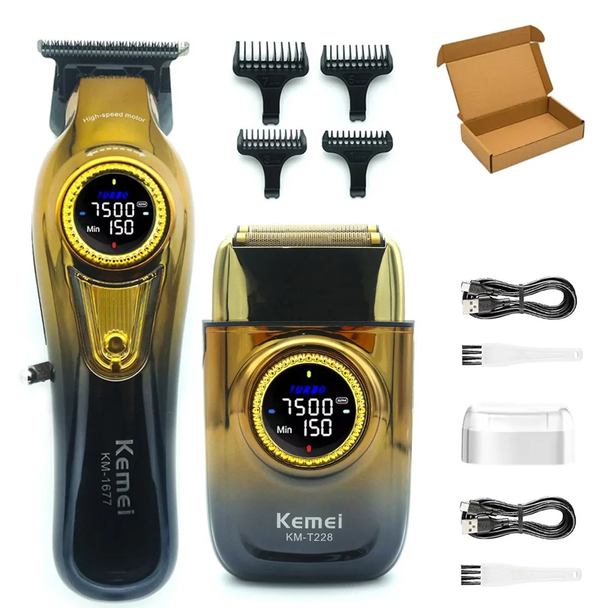 Kemei 1691 1677 T228 Kit Rechargeable Barber Hair Clippers Electric Cordless Hair Trimmer Professional Men Hair Cutting Machine
