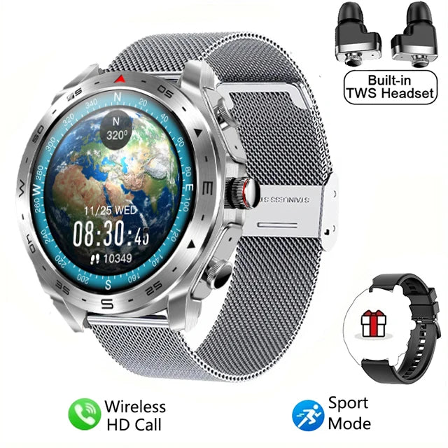 ساعة ذكية جديدة 2024 TWS 2 في 1 سماعات بلوتوث HIFI 9D جودة صوت بلوتوث مكالمات للرجال والنساء ساعات ذكية رياضية