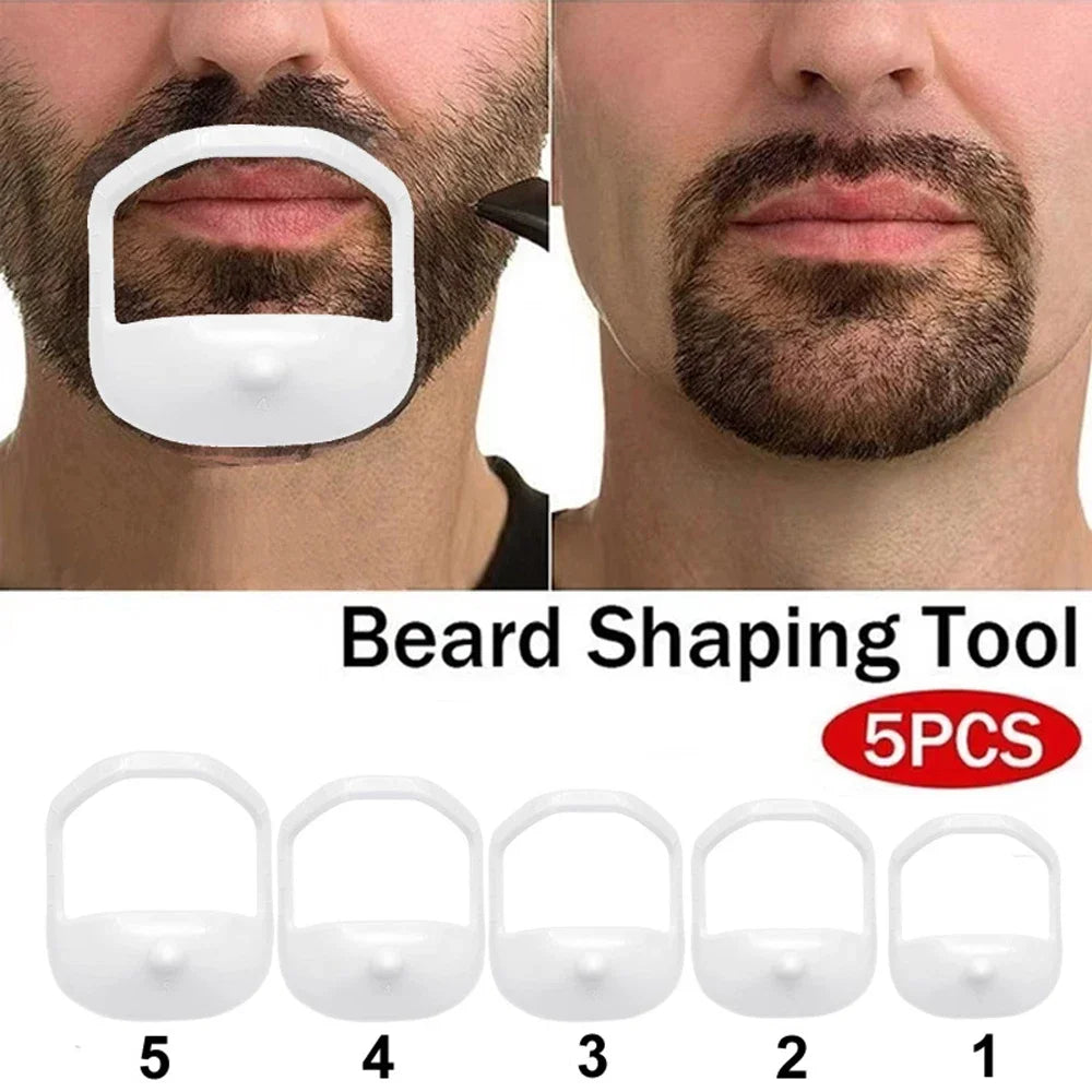 5 PCS/Set Beard Shaper Goatee Mustache Grooming Tool Transparent Face Hair Styling Template for Man Beard Shaving Brushes