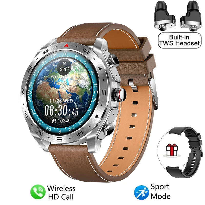ساعة ذكية جديدة 2024 TWS 2 في 1 سماعات بلوتوث HIFI 9D جودة صوت بلوتوث مكالمات للرجال والنساء ساعات ذكية رياضية