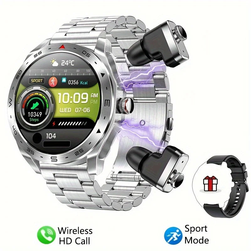 ساعة ذكية جديدة 2024 TWS 2 في 1 سماعات بلوتوث HIFI 9D جودة صوت بلوتوث مكالمات للرجال والنساء ساعات ذكية رياضية