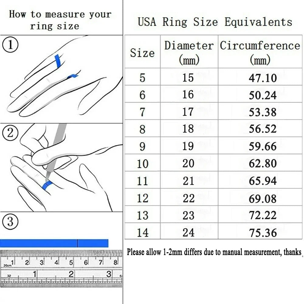 Fashion Men's Blue Crystal CZ Stone Ring Luxury Silver Color Engagement Ring Classic Wedding Party Jewelry Valentine's Day Gift