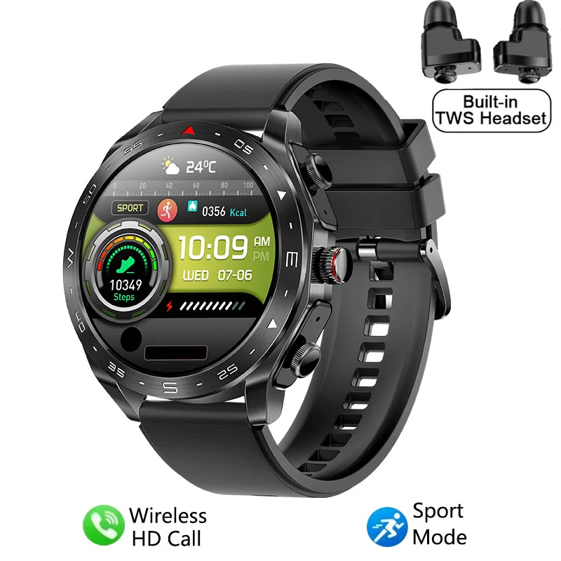 ساعة ذكية جديدة 2024 TWS 2 في 1 سماعات بلوتوث HIFI 9D جودة صوت بلوتوث مكالمات للرجال والنساء ساعات ذكية رياضية