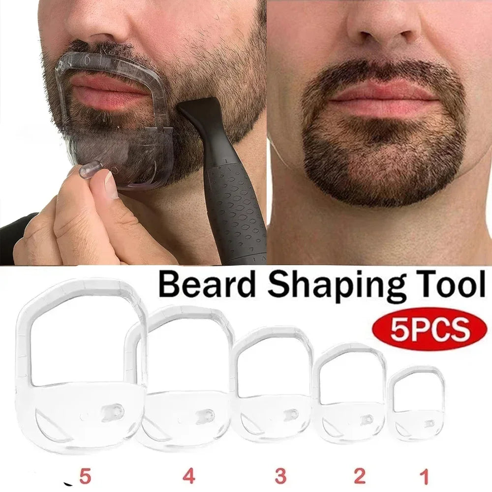 5 PCS/Set Beard Shaper Goatee Mustache Grooming Tool Transparent Face Hair Styling Template for Man Beard Shaving Brushes