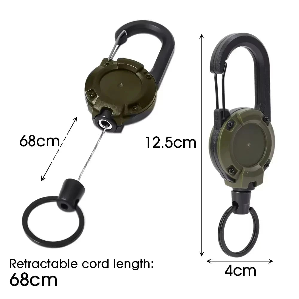 1/5pcs Heavy Duty Retractable Pull Badges ID Reel Carabiner Key Chain Steel Wire Rope Buckle Key Holder Outdoor Keychain Tools