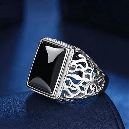 خاتم رجالي عصري من الفضة عيار 925 بتصميم زهرة مجوفة رائعة، خاتم إصبع رجالي لإكسسوارات الزفاف مع أحجار