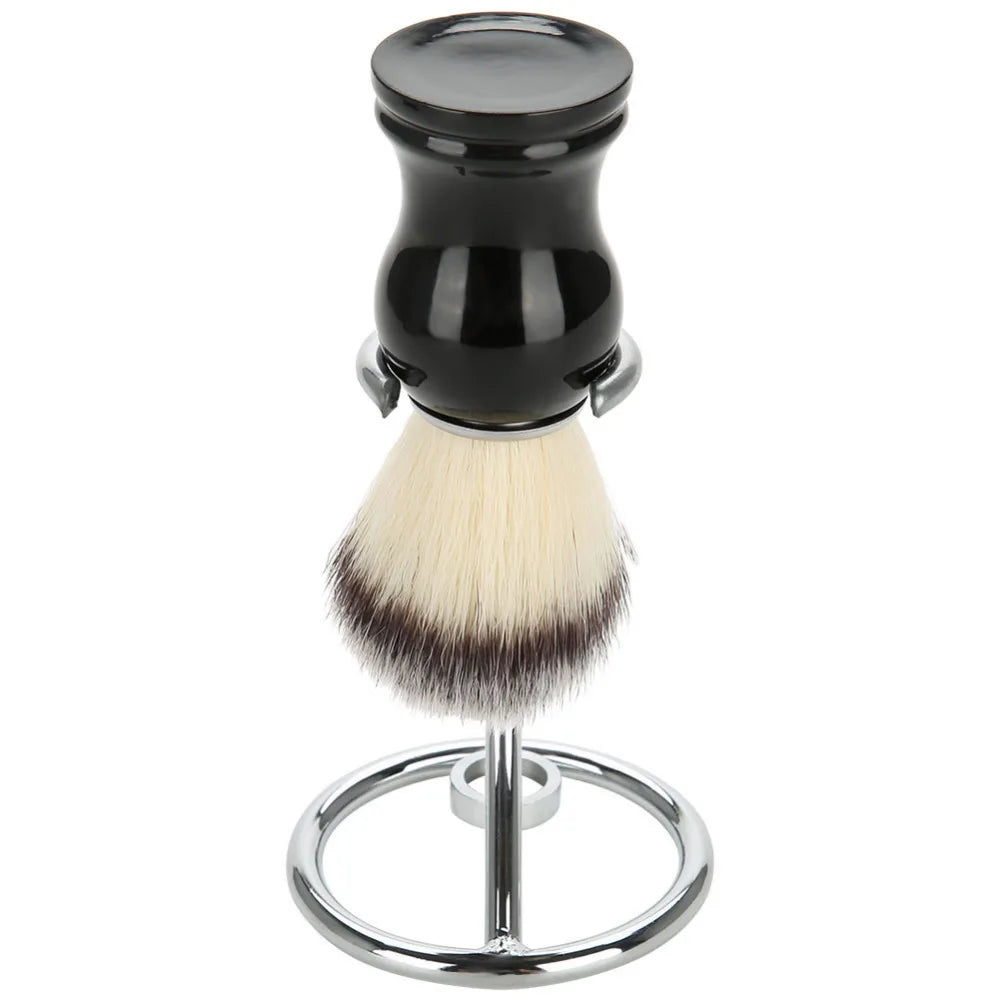 2 in1 Men shaving tool holder silver compact stainless steel curved shaving brush manual razor stand holders Beard Clean Shaver