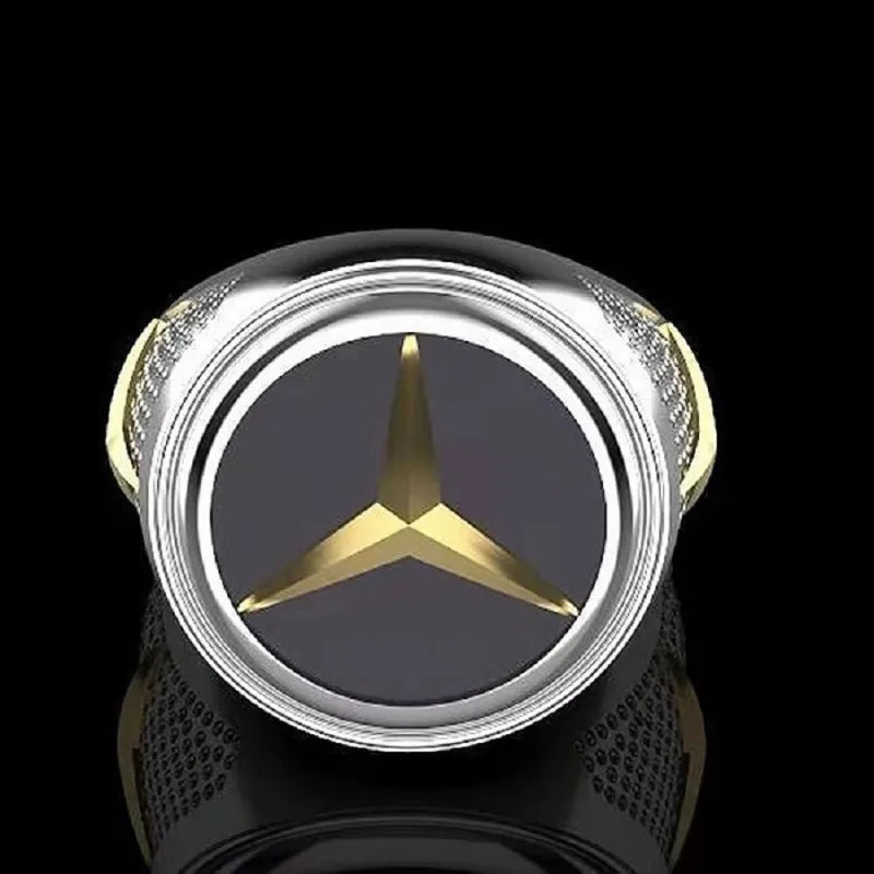 Creative personality Mercedes-Benz logo men's ring European and American punk style punk hip hop ring