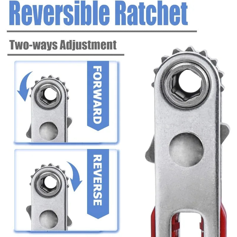 Multifunctional Bidirectional Forward and Reverse Ratchet Screwdriver Elbow Flat Head Wrench Cross Screwdriver Slotted Tool