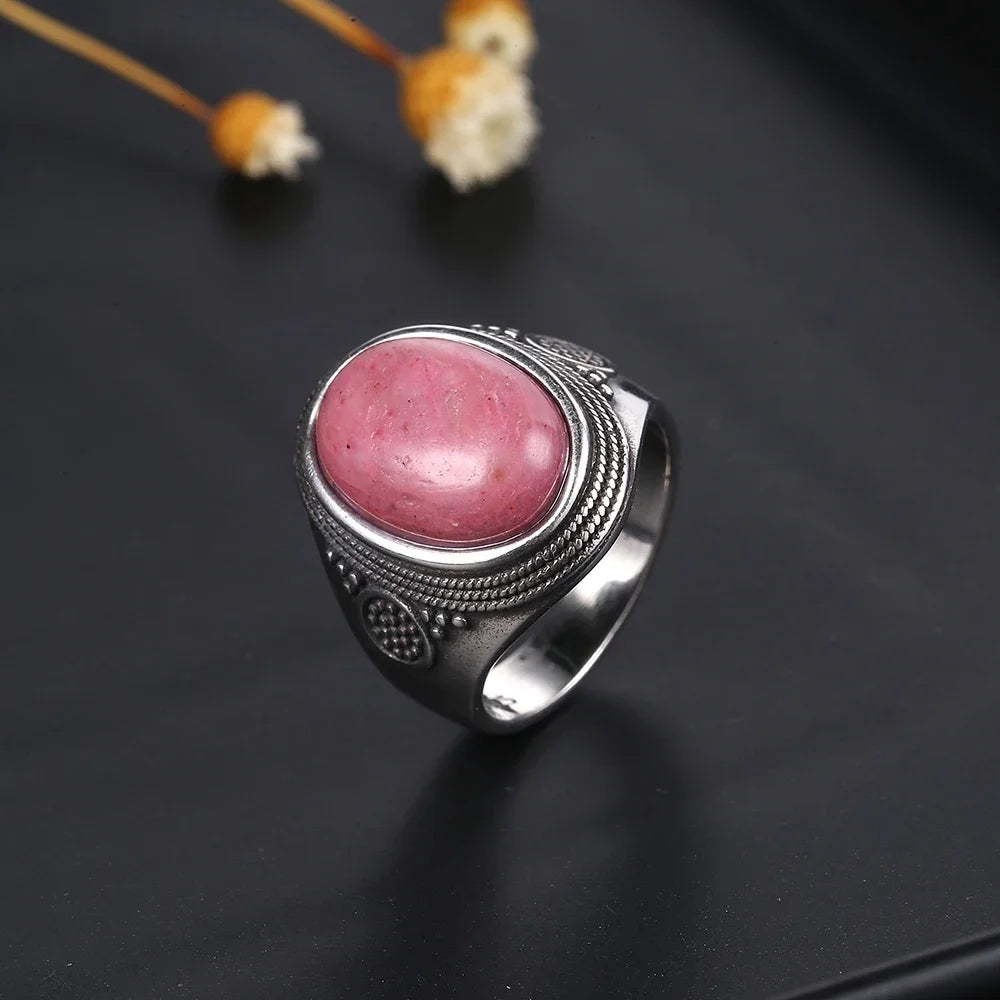 S925 Sterling Silver Rings Large Natural 10x14MM Labradorite Ring for Women Men Silver Party Jewelry Tiger Eye Turquoise Lapis