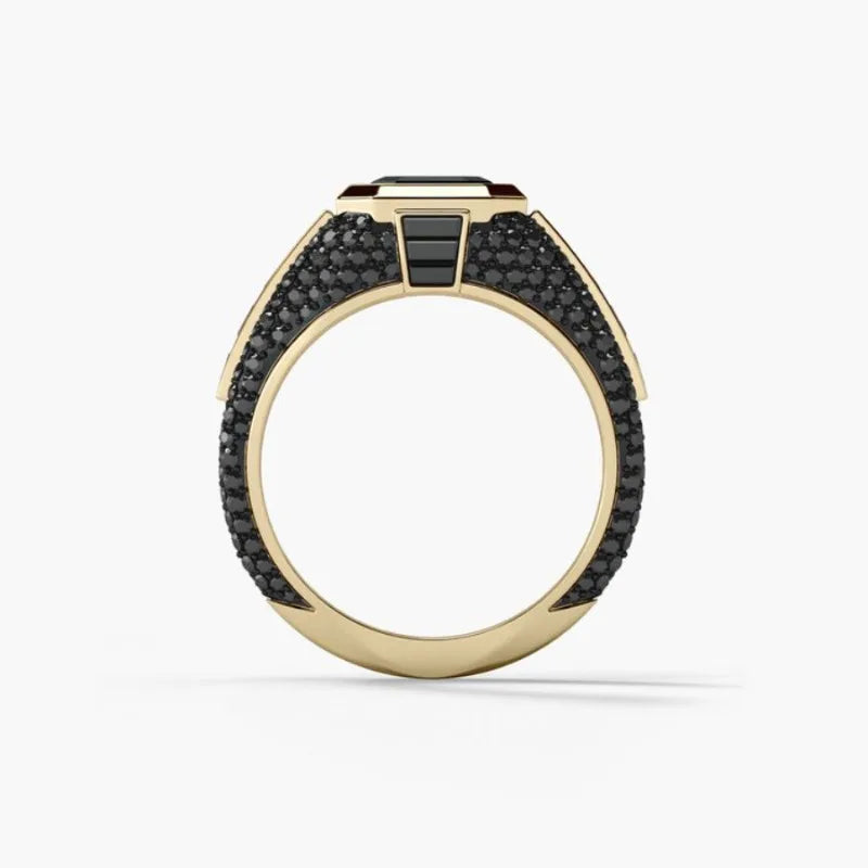 European and American new personalized full of black zircon fashion business atmosphere men's ring