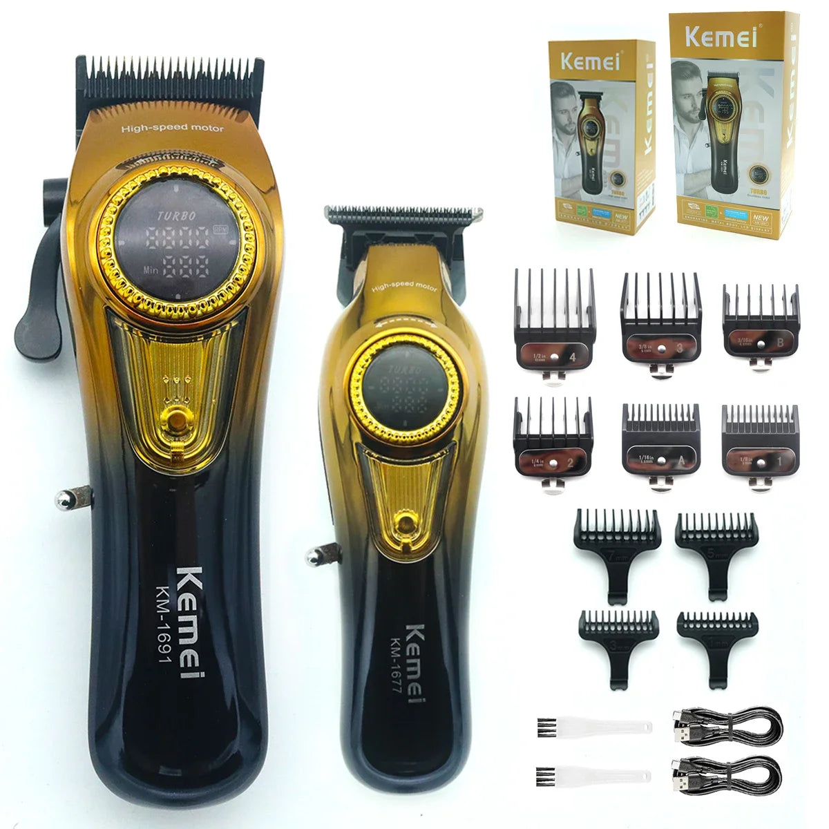 Kemei 1691 1677 T228 Kit Rechargeable Barber Hair Clippers Electric Cordless Hair Trimmer Professional Men Hair Cutting Machine