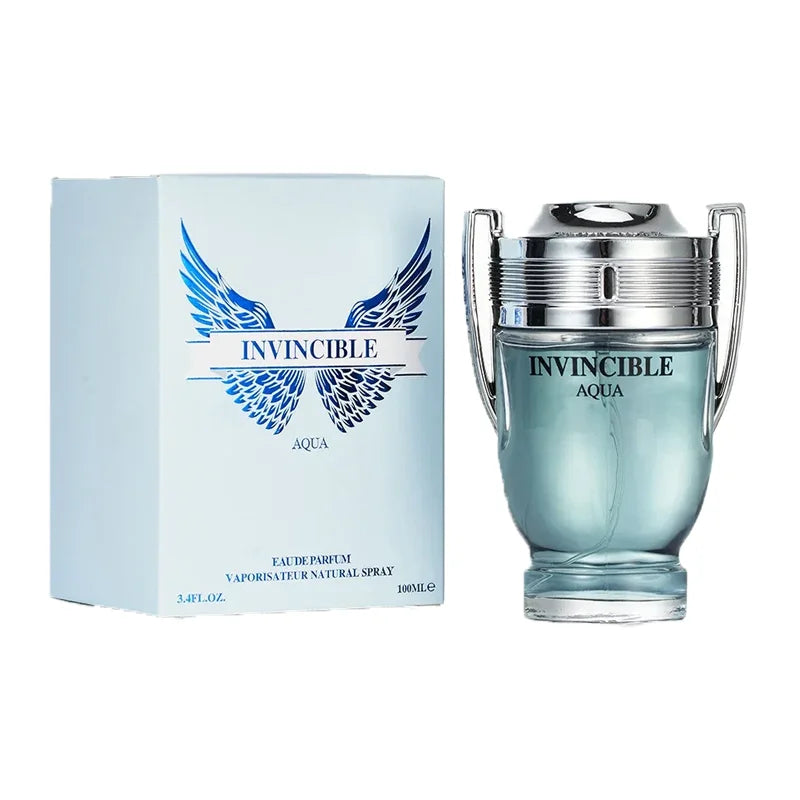 100ML 3.4FL.OZ INVINCIBLE AQUA Men's Perfume EDP, Woody Aquatic Notes, Fresh Ocean Fragrance Spray Gift for Men