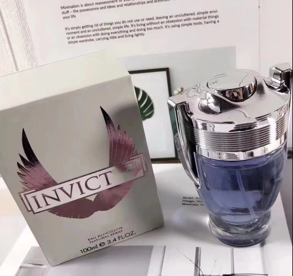 100ML 3.4FL.OZ INVINCIBLE AQUA Men's Perfume EDP, Woody Aquatic Notes, Fresh Ocean Fragrance Spray Gift for Men
