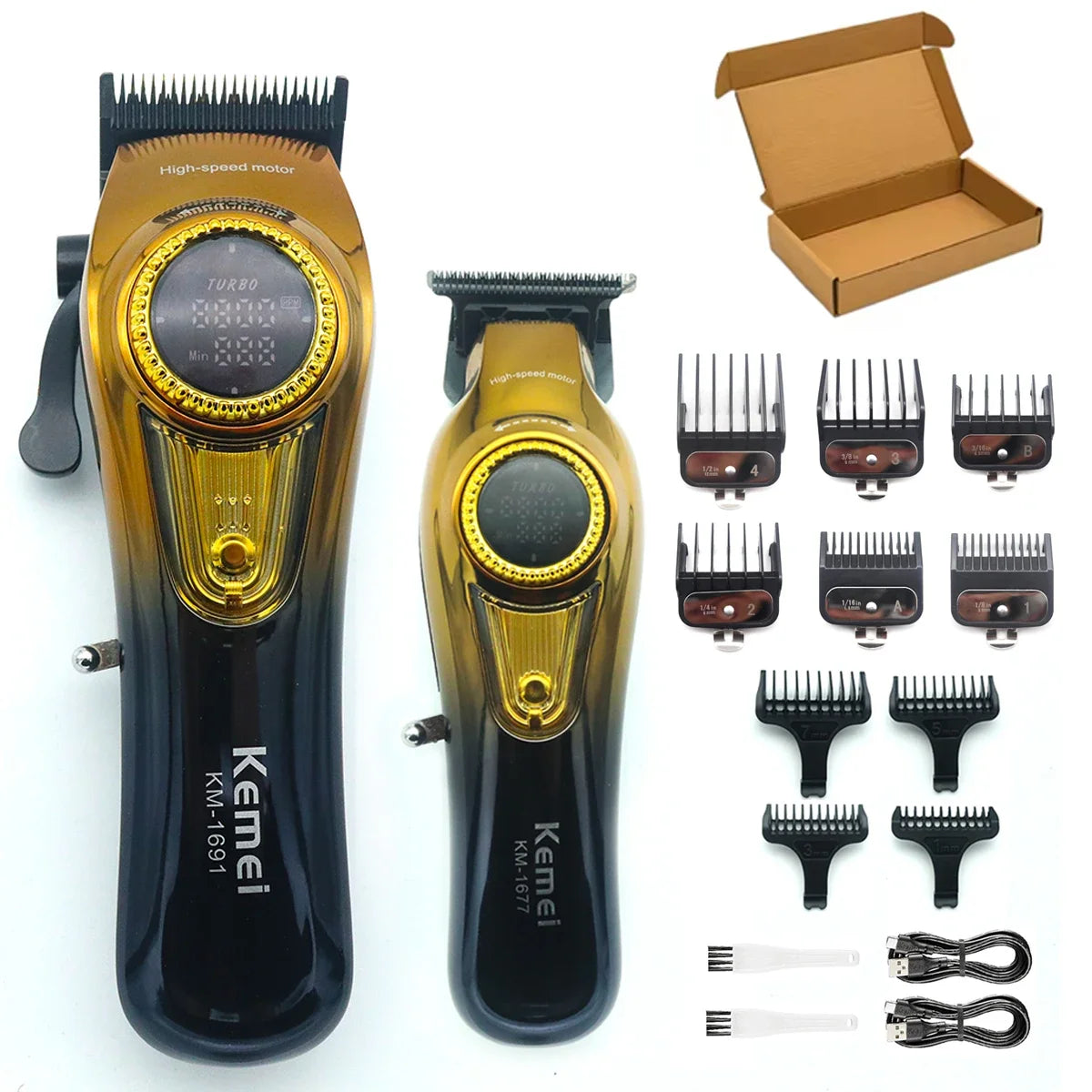 Kemei 1691 1677 T228 Kit Rechargeable Barber Hair Clippers Electric Cordless Hair Trimmer Professional Men Hair Cutting Machine