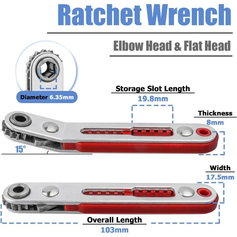 Multifunctional Bidirectional Forward and Reverse Ratchet Screwdriver Elbow Flat Head Wrench Cross Screwdriver Slotted Tool