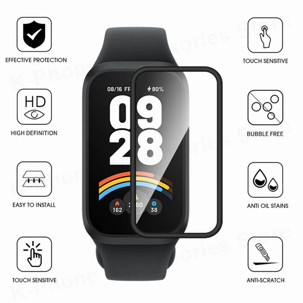 3D Curved Edge Film For Xiaomi Smart Band 9 Active HD Soft Smart Watch Screen Protector Not Glass For Redmi Band 3 3 Accessories