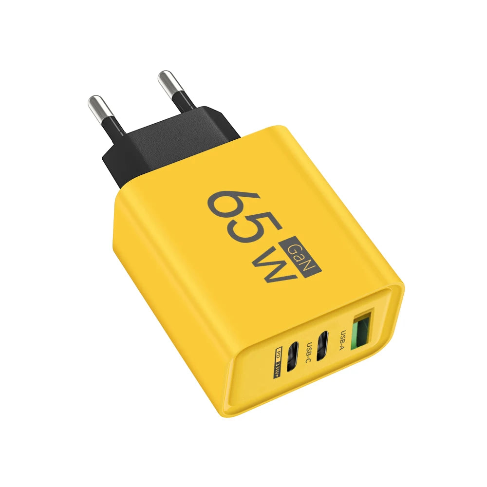 Total 65W GaN Fast Charging USB C Charger Type C Mobile Phone Adapter For iPhone Huawei Quick Charge 3.0 EU/US Plug Wall Charger