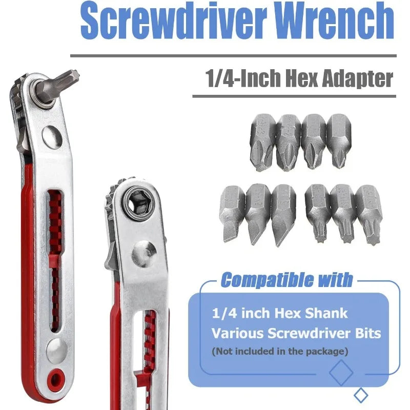 Multifunctional Bidirectional Forward and Reverse Ratchet Screwdriver Elbow Flat Head Wrench Cross Screwdriver Slotted Tool