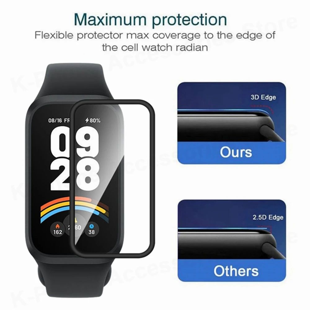 3D Curved Edge Film For Xiaomi Smart Band 9 Active HD Soft Smart Watch Screen Protector Not Glass For Redmi Band 3 3 Accessories