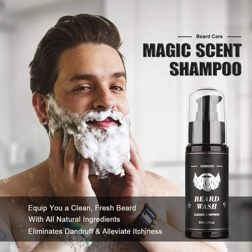 Beard Growth Kit Beard Hair Enhancer Growth Thickening Activator Serum beard oil, beard balm, bamboo brush comb Beard care kit