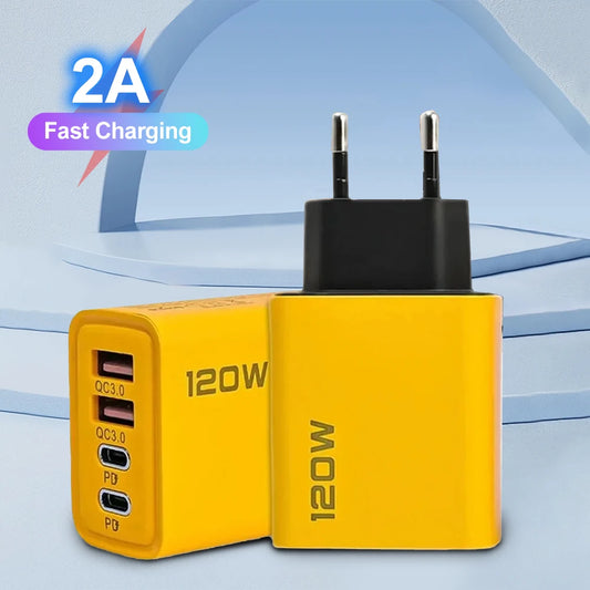 2 USB 2 Type Multi Port Wall Charger USB PD Adapter For Xiaomi iPhone 13 12 for Samsung Mobile Phone Plug Charging