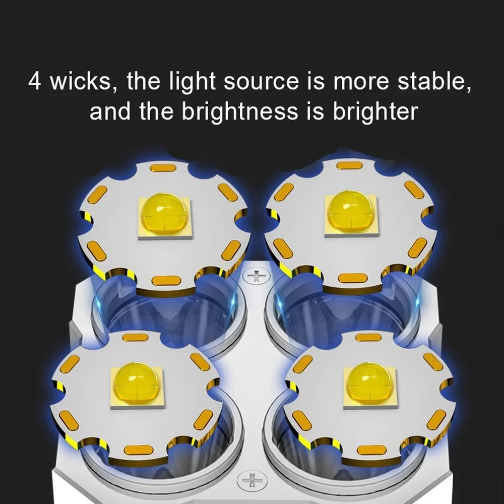 High Power LED Flashlights Camping Torch With 4 Lamp Beads And COB Side Light Rechargeable Portable Hand Lantern 4 Lighting Mode