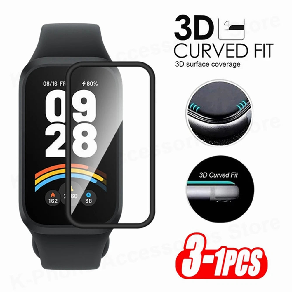 3D Curved Edge Film For Xiaomi Smart Band 9 Active HD Soft Smart Watch Screen Protector Not Glass For Redmi Band 3 3 Accessories