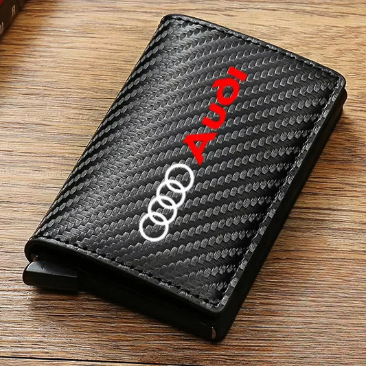 Carbon Fiber Leather Rfid Card Holder Pocket Men Wallets Money Bag For Audi A1 A3 8P 8V A4 A5 A6 A7 A8 Q3 Q5 Q7 Q8 Sline TT