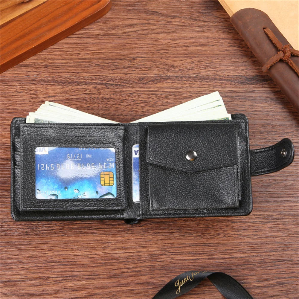 High Capacity Men's Hasp Leather Wallet Multiple Card Slots ID Credit Card Holder Coin Vintage Wallet Fashion Business Wallet
