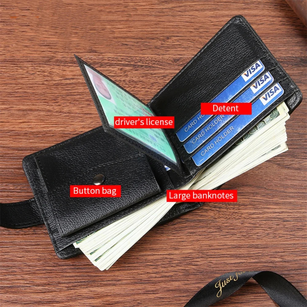 High Capacity Men's Hasp Leather Wallet Multiple Card Slots ID Credit Card Holder Coin Vintage Wallet Fashion Business Wallet