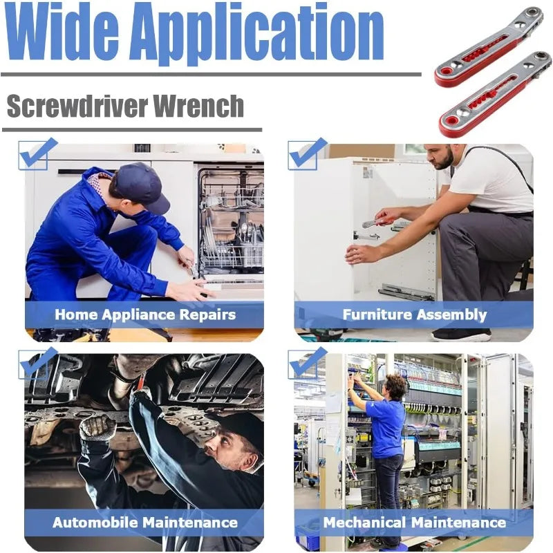 Multifunctional Bidirectional Forward and Reverse Ratchet Screwdriver Elbow Flat Head Wrench Cross Screwdriver Slotted Tool