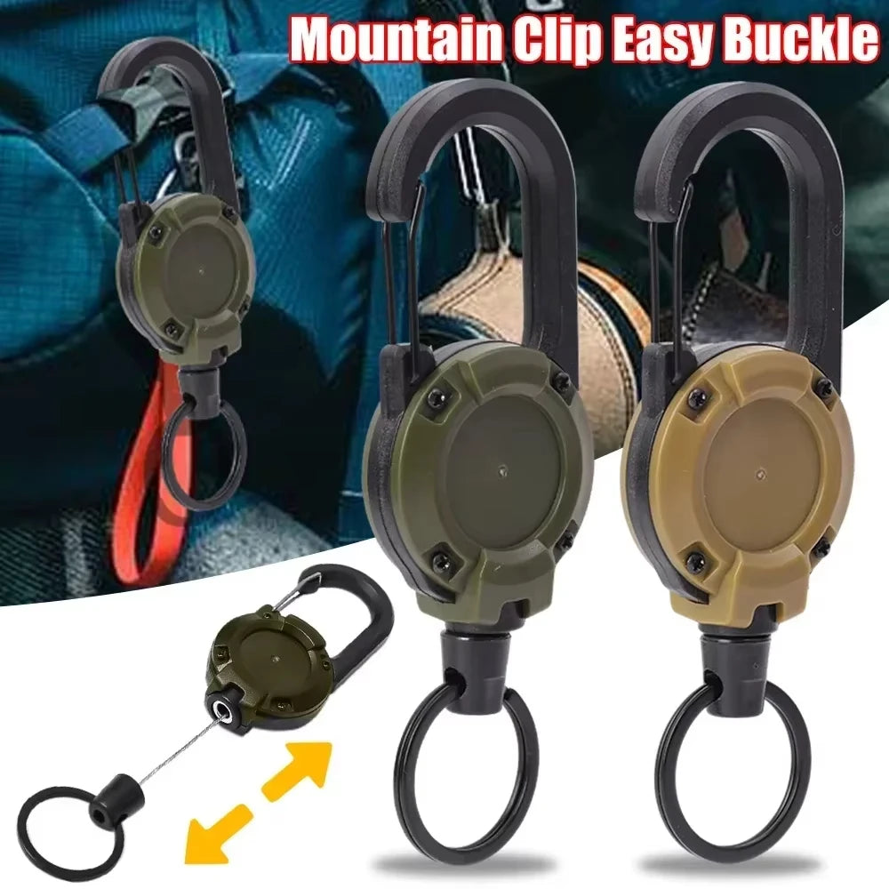 1/5pcs Heavy Duty Retractable Pull Badges ID Reel Carabiner Key Chain Steel Wire Rope Buckle Key Holder Outdoor Keychain Tools
