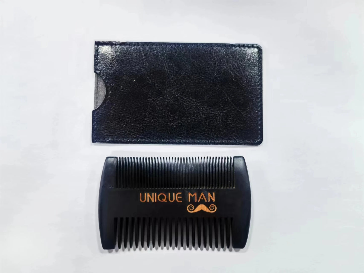 Men's Wooden Beard Comb with Leather Case Mustache Hair Comb For Men Fine Coarse Teeth Perfect Beard Balms Essential Oils Comb