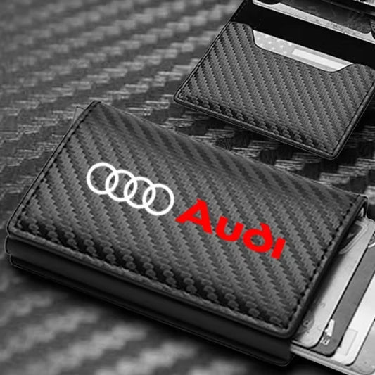 Carbon Fiber Leather Rfid Card Holder Pocket Men Wallets Money Bag For Audi A1 A3 8P 8V A4 A5 A6 A7 A8 Q3 Q5 Q7 Q8 Sline TT