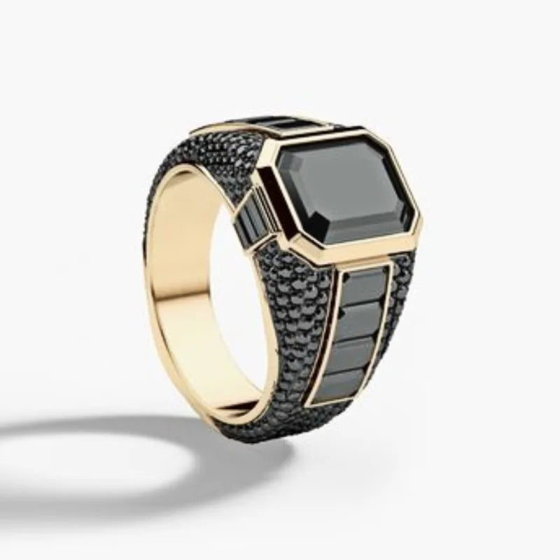 European and American new personalized full of black zircon fashion business atmosphere men's ring
