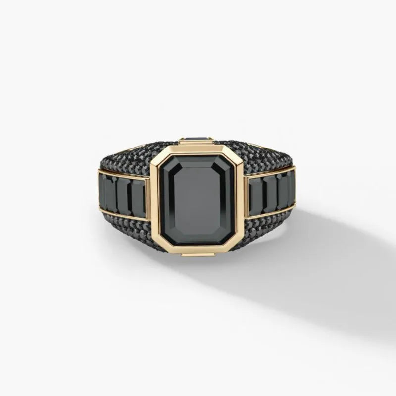 European and American new personalized full of black zircon fashion business atmosphere men's ring