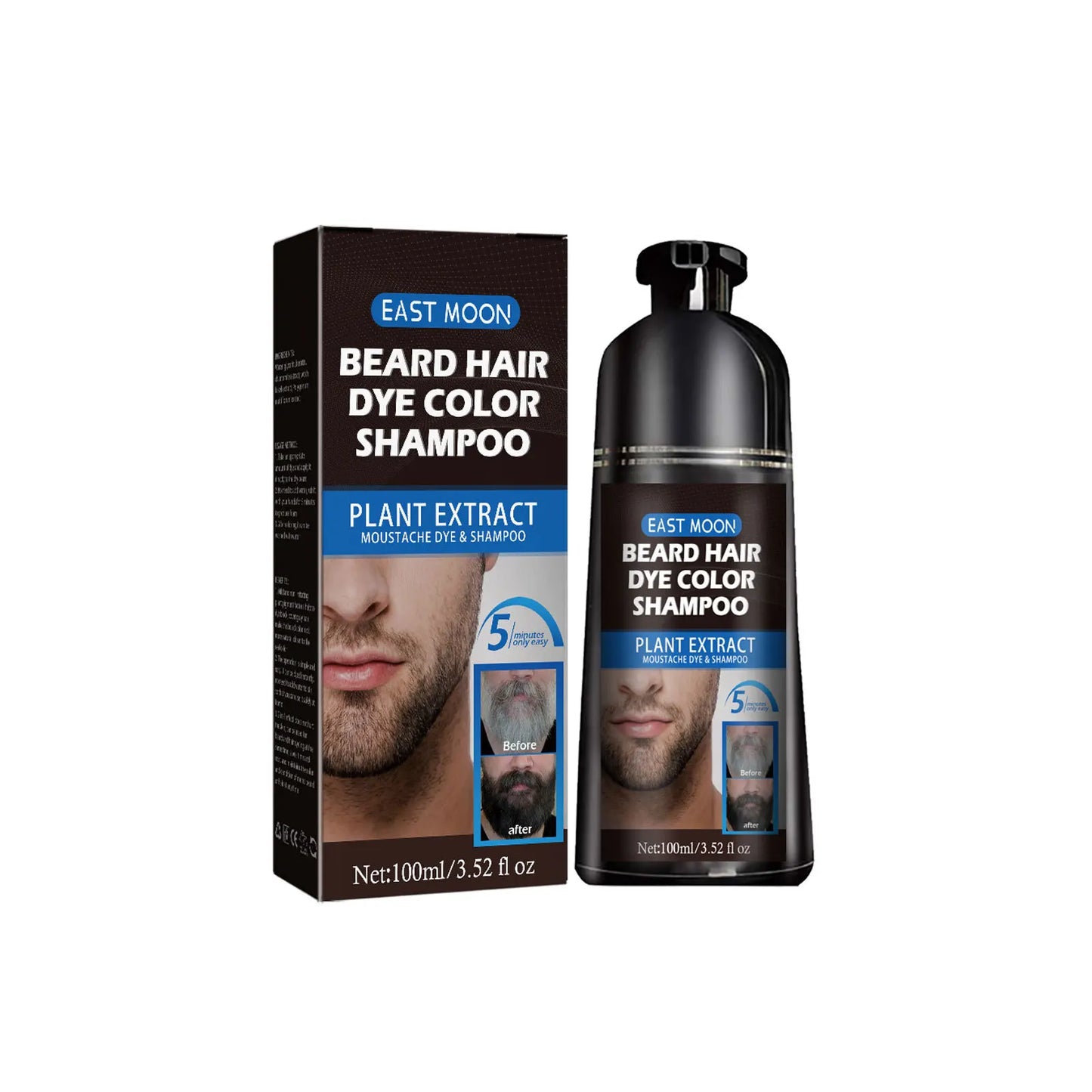 Beard Dye Shampoo for Men Removal White Grey Beard Efficient Repair Fast Hair Color Dye Permanent Beard Blackening Shampoo 100ml
