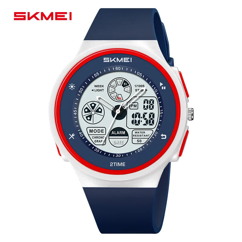 Skmei Fashionable multifunctional sports waterproof electronic watch for students, male and female electronic pointer dual time