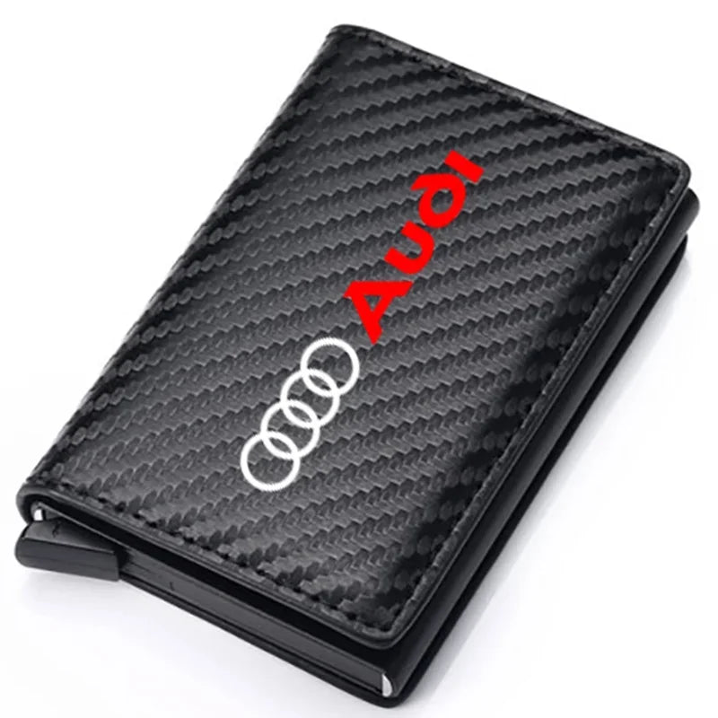 Carbon Fiber Leather Rfid Card Holder Pocket Men Wallets Money Bag For Audi A1 A3 8P 8V A4 A5 A6 A7 A8 Q3 Q5 Q7 Q8 Sline TT